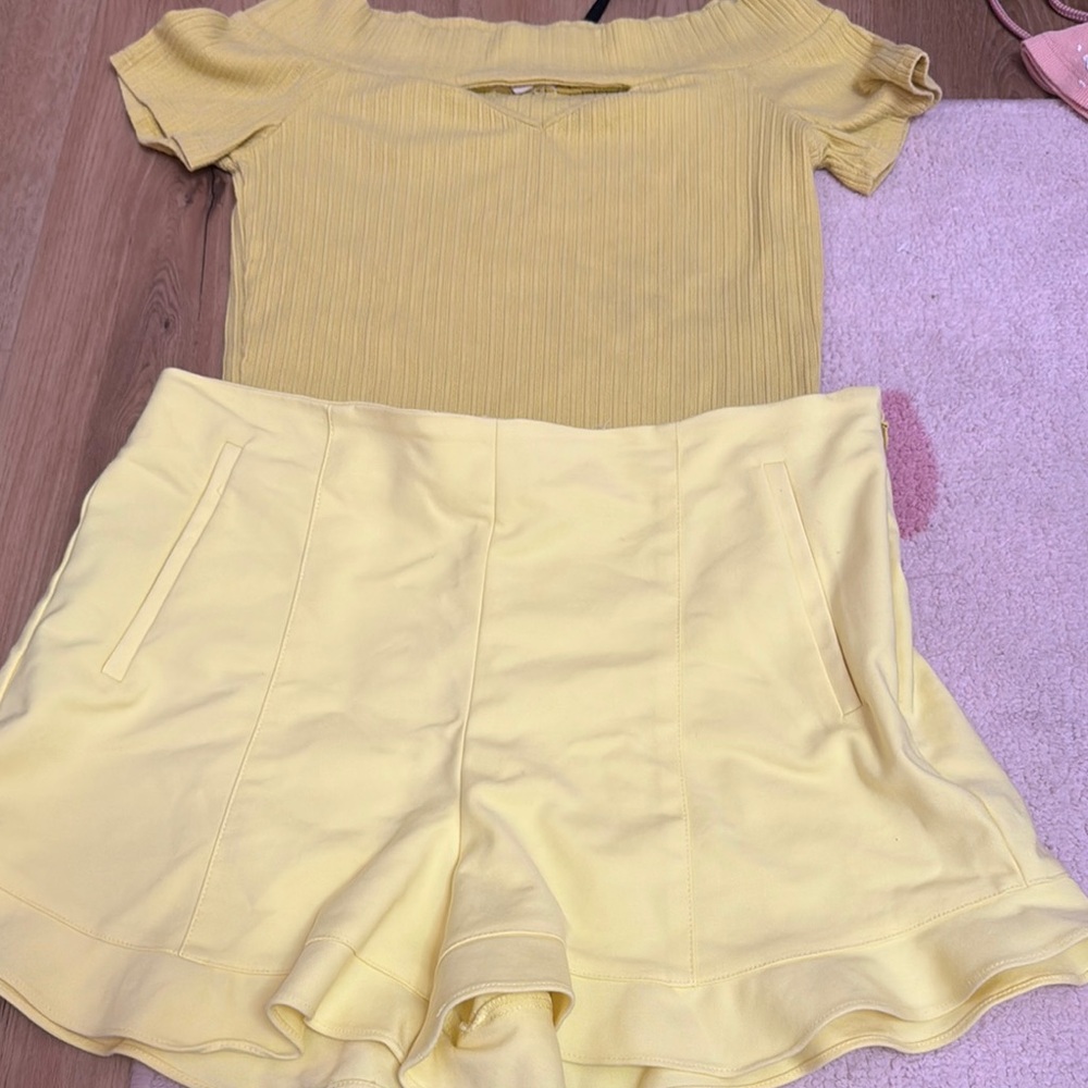 STATE Light Yellow Off-Shoulder Ensemble